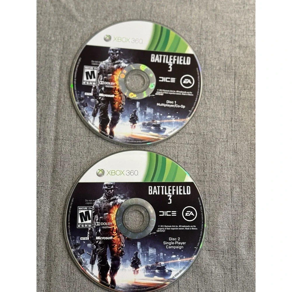 Battlefield 3 (Disc 1‎ & 2) Microsoft Xbox 360 Game Discs Only EA 2011